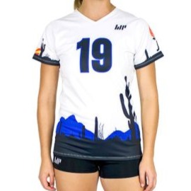 T6 Womens SS V-Neck Volleyball Tee - 285D_OVR